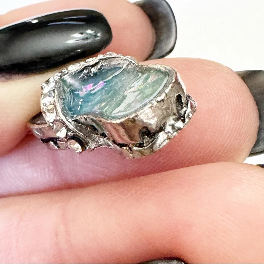 Set of 3 Abalone Shell Flip Flop Pendant Bracelet Rhinestone Charms Silver Tone - Picture 6 of 9